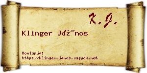 Klinger János névjegykártya